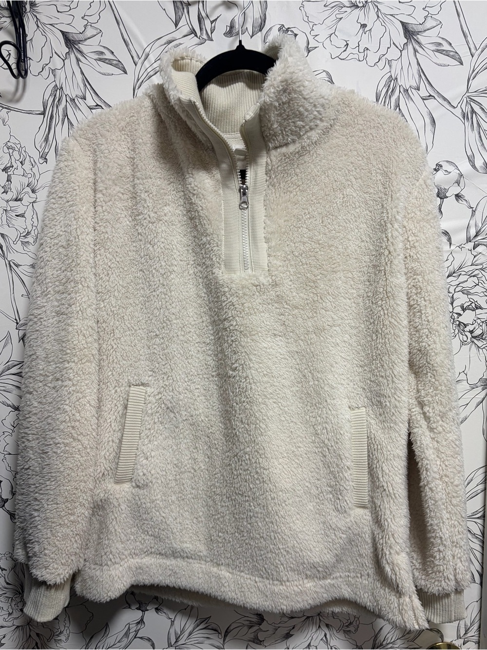 Maurices Cream Sherpa Quarter-Zip Pullover
